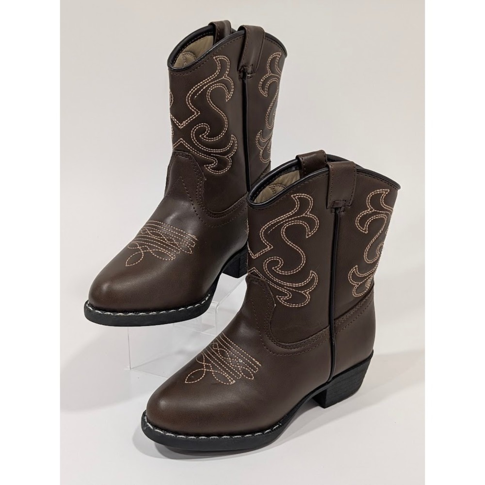Canyon Trails Toddler Cowboy Boots Brown Faux Leather Sz 9M CT-101-BRN Excellent